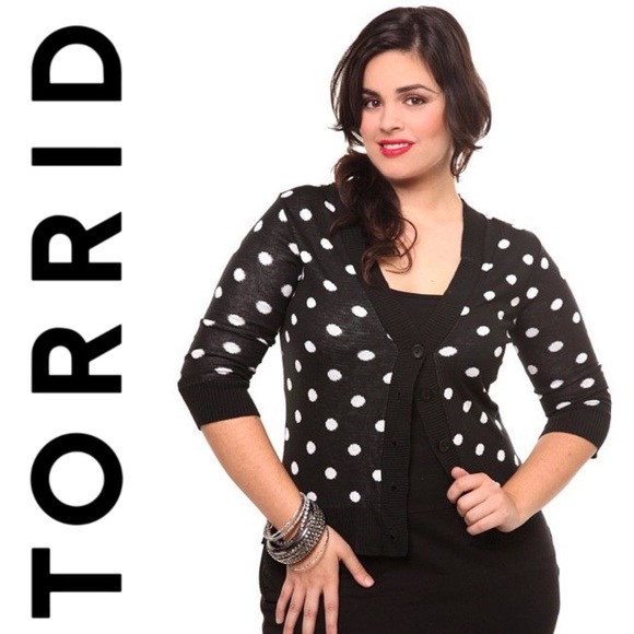 torrid Sweaters - Torrid Polka Dot Lace Back Cardigan